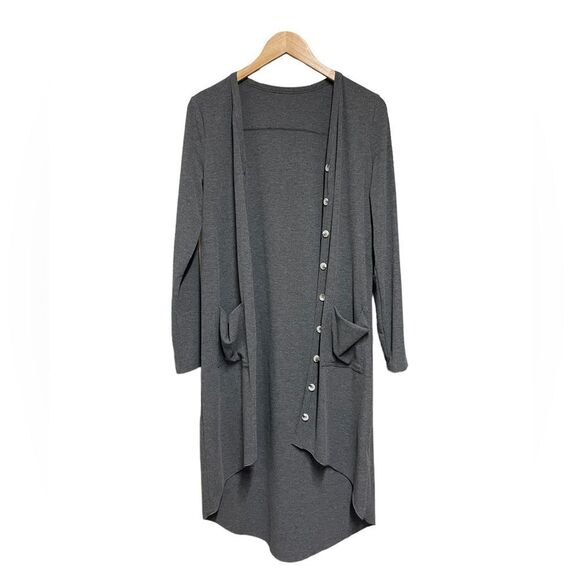 Grey Long Sleeve Button Cardigan Front pockets - Picture 1 of 3
